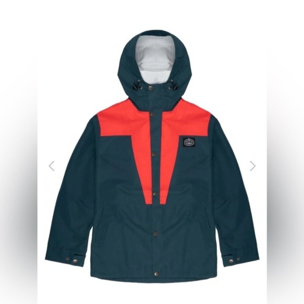 Poler Tabor Hooded Jacket Men’s Large Waterproof Outdoor Hiking Green Orange